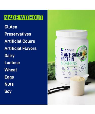 Buy LeanFit Plant-Based Protein & Greens - Natural Vanilla 20g Vegan Protein 4 Leafy Greens Gluten-Free No Sugar - 19 Servings - Buy Online on GoSupps.com