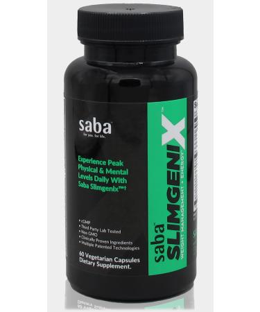 Saba SlimGenix -Energy Weight Management Appetite Control Focus Fat Burner with Branded Patented & Clinical Proven Ingredients-60 Capsules