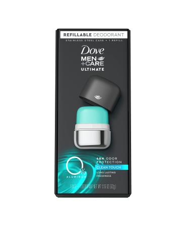 Dove Men+Care Ultimate Refillable Deodorant Kit 0 percent Aluminum Clean Touch Aluminum Free Deodorant 1.13 oz