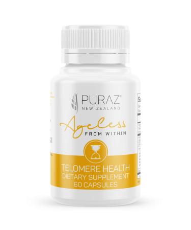 Puraz Telomere Supplements w/ Potent Astragalus Root Extract and Collagen | Superior Immune Support, Anti-Aging, DNA Repair | Pure Telomerase Enzyme for Telomere Lengthening and Support | 60 Capsules