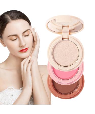 3in1 facial highlighter powder longlasting shimmering contouring cheek eye blush cheek contouring highlighter blush powder for longlasting sweatresistant shine Tsuchiya