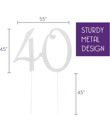 40 Cake Topper for 40th Birthday or Anniversary Party Supplies and Decoration Ideas (Silver) - Buy Online on GoSupps.com