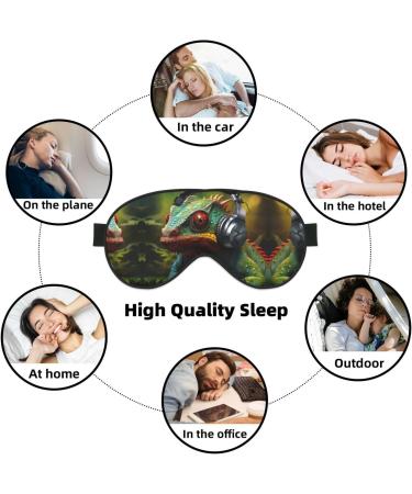 Chameleon Unisex Sleep Eye Mask - Soft Comfort Music Print Cover for Travel Yoga & Shift Work - Black - Buy Online on GoSupps.com