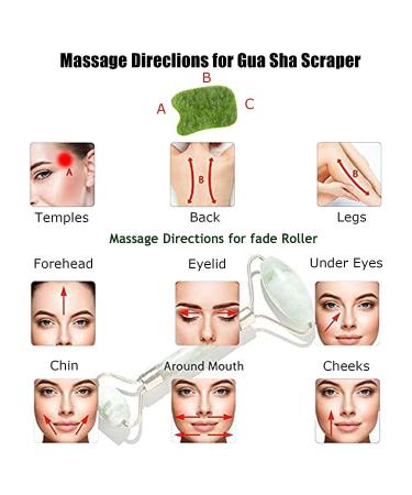 Jade Roller and Gua Sha Set for Beauty Facial Massage - Natural Dark Green Jade Stone - Anti-Wrinkles Treatment - Buy Online on GoSupps.com