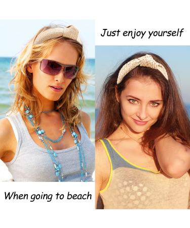 TOBATOBA 3Pcs Raffia Straw Top Knot Headbands for Women - Boho Woven Beach Hair Accessories - Buy Online on GoSupps.com