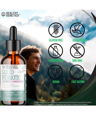 Liquid Probiotics for Women Men & Kids | Prebiotic +Ginger + Probiotics for Digestive Health | Acidophilus Probiotic | Dairy Free | Vegan | Non-GMO | Gluten Free | 30 Servings - Buy Online on GoSupps.com