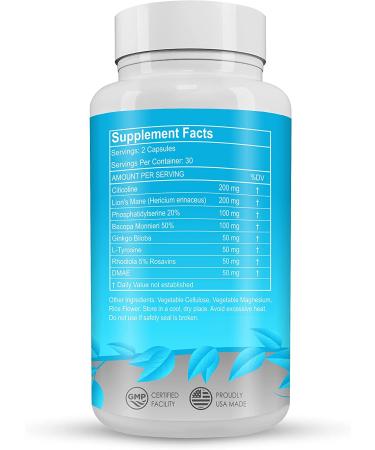 MINDFULLY Nootropic Brain Booster - Citicoline, Lion's Mane, Bacopa Monnieri & Ginkgo Biloba Supplement for Memory, Focus & Cognitive Function - 60 Capsules - Buy Online on GoSupps.com