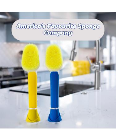 Scrub Daddy Dish Wand: Soap Dispensing Dish Brush with Texture Changing Sponge - Yellow - Buy Online on GoSupps.com