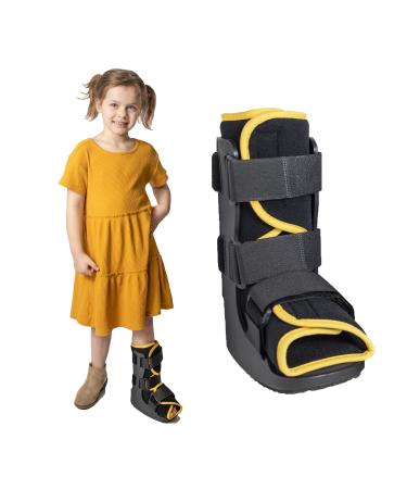 Brace Direct Childrens Pediatric Walker Fracture Boot for Kids Broken Toe or Foot, Left or Right Foot, Lightweight Padded Support Cam Boot for Foot Injury L Yellow