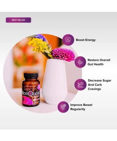 BiotiQuest Sugar Shift Probiotic | Helps Decrease Sugar & Carb Cravings and Supports Digestive Balance | 22 Billion CFU | Non-GMO Gluten-Free & Vegan | 60 Servings - Buy Online on GoSupps.com