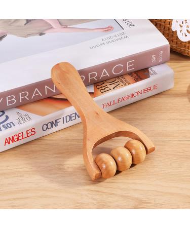 Wooden Massage Roller Set - T-Shape Device for Neck Abdominal & Leg Relief | 2-Piece Massage Scooter with Handle & Wheels - Buy Online on GoSupps.com