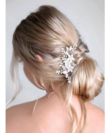 SWEETV Bridal Crystal Wedding Hair Comb Clip - Gold Hair Accessory for Brides & Bridesmaids - Buy Online on GoSupps.com