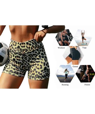 Women's High Waisted Leopard Yoga Shorts for Butt Lifting and Fitness Workouts - Buy Online on GoSupps.com