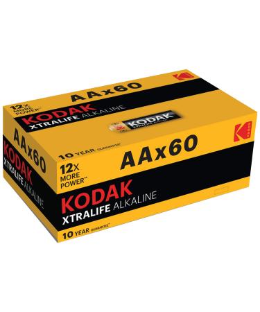Kodak AA Batteries - Alkaline Batteries, 1.5V Mignon LR06 MN1500 AM3 Battery Pack (60 Count) (Qty 60.) Pack of 60