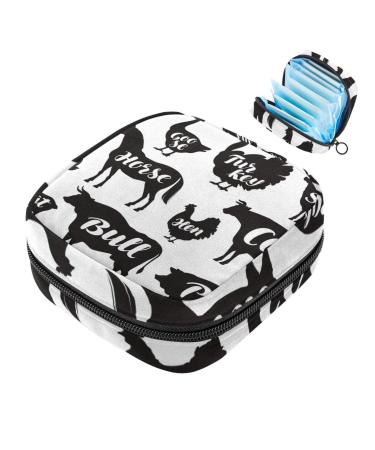 Women's binding-up bags farm animals silhouette women bandage bags tampon storage bag zip pockets menstrual tapes bag multi05