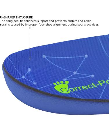 Correct-Position Orthotic Arch Support Insoles for Plantar Fasciitis and Foot Pain - Blue (Size 10-10.5 / 29-29.5CM) - Men and Women - Buy Online on GoSupps.com