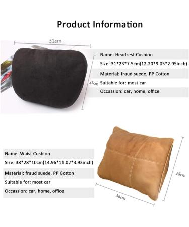 KWAKs Maybach Design S-Class Headrest & Waist Pillow Set - Super Soft Auto Cushions with Lordosis Support Black Suede Cover & PP Cotton Filling - Buy Online on GoSupps.com