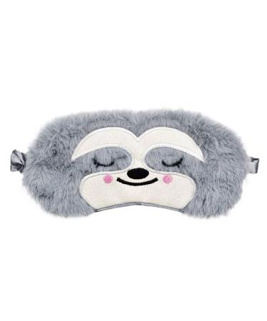 ULIFEMALL Cute Sloth Sleeping Mask Soft Fluffy Plush Blindfold Funny Novelty Animal Sleep Mask Eye Cover Eyeshade for Kids Girls Boys Women Men Night Nap Travel Meditation