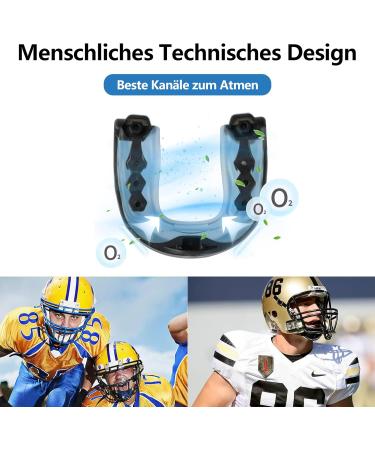 Premium 2-Piece Sports Mouth Guard Set - Tooth Protection for Football Boxing & Martial Arts - Adult Size (Blue/Black) - International Shipping - Buy Online on GoSupps.com