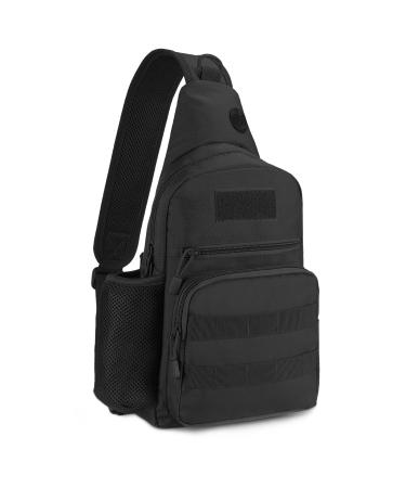 Huntvp Tactical breast pocket military shoulder bag tactical chest sling pack molle army crossbody bag military shoulder bag mini single strap backpack for travel hiking camping type 5 black