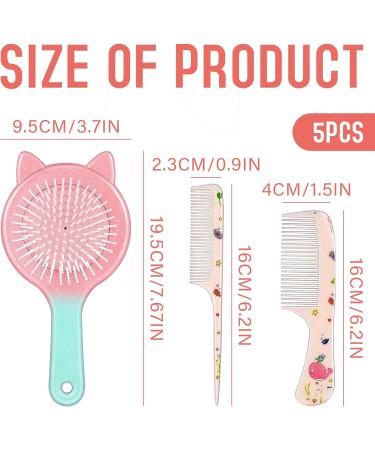 Unicorn Hair Brush Set for Girls - 5pcs Toddler Hair Brush & Comb Set, Pink Detangle Brushes for Kids, Wet and Dry Hair - Buy Online on GoSupps.com