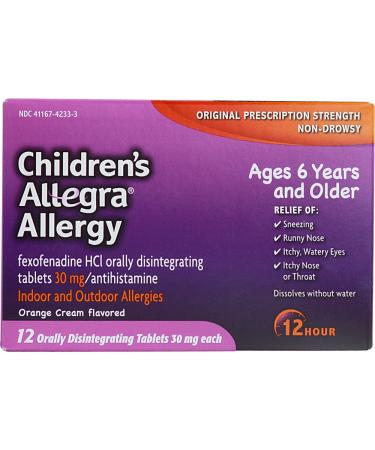 Allegra Children's Allergy Orally Disintegrating Tablets Orange Cream Flavored 12 Tablets (Pack of 6)