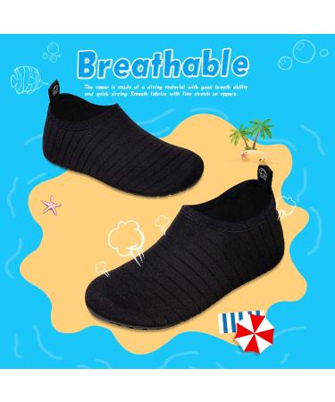 WateLves Kids Water Shoes - Non-Slip Quick Dry Aqua Socks for Boys and Girls | Beach, Swim, and Walking Shoes | Striped Black - Size 1-2 Little Kid - Buy Online on GoSupps.com