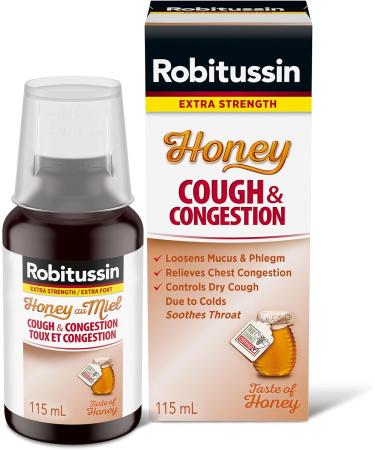 Robitussin Extra Strength Honey Cough & Congestion Syrup 115 mL 115 ml (Pack of 1) - Buy Online on GoSupps.com