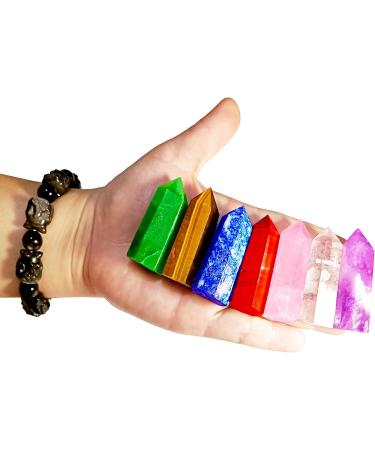 Natural Crystal Wands of 7 Chakras Healing Crystals Set Power Stone Gemstones Mineral Stone for Meditation Healing or Ritual Divination with Vintage Wooden Box Gift Kit (A Set) - Buy Online on GoSupps.com