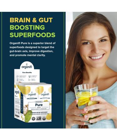 Organifi Pure Smart Packs - 30 Packets Lemon Flavor - Promotes Mental Clarity & Normal BDNF Levels - 0.23 oz - Buy Online on GoSupps.com