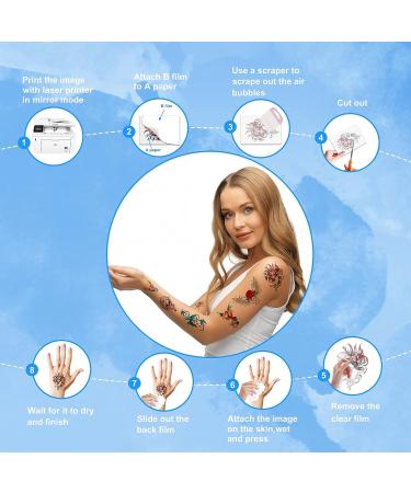 MECOLOUR Printable Temporary Tattoo Paper for Laser Printer - 10 Sheets - Buy Online on GoSupps.com