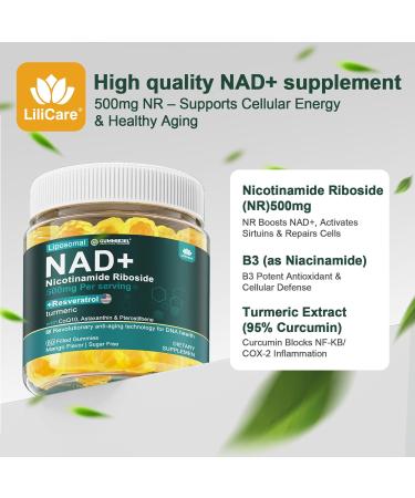Liposomal Vitamin C 1000mg Filled Gummies for Adults & Kids 9+ NAD+ Supplement Gummies Sugar Free for Women & Men 2 Pack - Buy Online on GoSupps.com