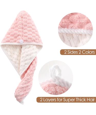 JEFFSUN Microfiber Hair Drying Towel Wrap - Super Absorbent Hooded Turban for Women | 2 Colors Extra Thick for Long Curly Wet Hair - Buy Online on GoSupps.com