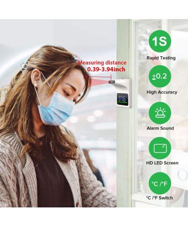 GEKKA Wall Mounted Infrared Forehead Thermometer - Non Contact Digital Wall Thermometer for Adults - LCD Display, Fever Alarm, Accurate Instant Reading - Ideal for Offices, Schools, Factories - White - Buy Online on GoSupps.com