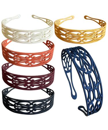 6pcs Flower & Solid Fashion Plastic Headbands for Women & Girls - Stylish Hair Accessories - Buy Online on GoSupps.com