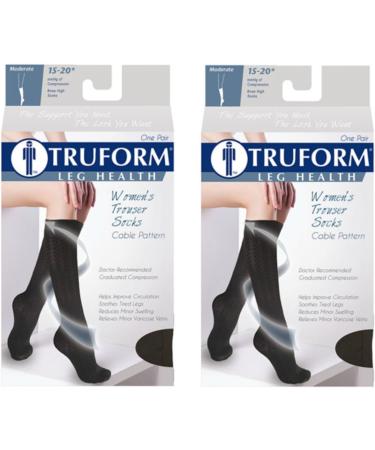 Truform Women's 15-20 mmHg Compression Dress Socks - White Cable Pattern Medium (Pack of 2) | International Shipping Available - Buy Online on GoSupps.com