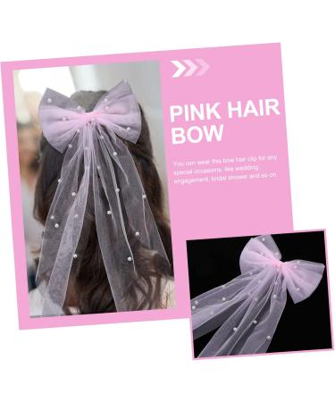 FRCOLOR Bridal Hair Accessories Bride Hair Accessories Bridal Bow with Clip Tulle Short Veil Bow Knot Bride Pearl Veil Checkered Hair Clip Hair Bow Iron Top Clip Girl Wedding Dress - Buy Online on GoSupps.com