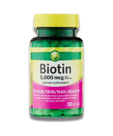 KP+ Biotin 5 000 mcg | Hair Skin & Nail Health | Gluten Free | 120 Softgels | Pack of 1