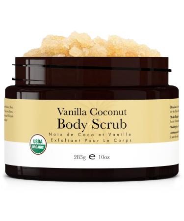 Organic Body Scrub - Vanilla Coconut Sugar Scrub for Body Polish, Exfoliating Body Scrub Exfoliator & Foot Scrub, Body Exfoliator, Body Scrubs for Women Exfoliation, Sugar Scrubs for Women & Men
