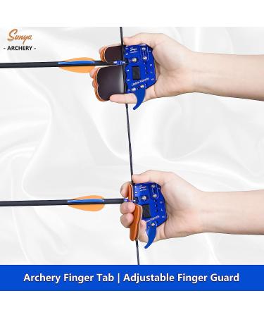 SUNYA Archery Finger Tab | Cow Leather Pad + Aluminum Plate | Adjustable Guard for Recurve Bow - Medium Blue - Buy Online on GoSupps.com