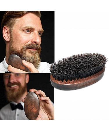 Wooden Boar Bristle Beard Brush - Hannana Classical Black Walnut Style Handle | Beard Straightener for Softening and Cleaning - Perfect Gift for Men (1 Pack) - Buy Online on GoSupps.com