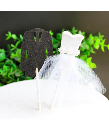 Bride and Groom Suit Cupcake Toppers Wedding Cupcake Picks Lace Dress Black Suit Shaped Cake Decorations for Wedding Engagement Party Supplies Wedding Cupcake Decorations - Buy Online on GoSupps.com