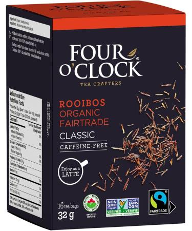 Four O'Clock Rooibos Tea Organic Fairtrade Non-Gmo Kosher Gluten-Free 6 Packs (96 Teabags) - Buy Online on GoSupps.com