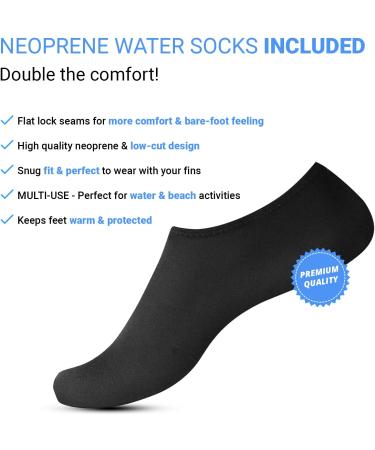 COZIA DESIGN Adjustable Swim Fins for Lap Swimming - Travel Size Scuba Diving Flippers with Neoprene Water Socks - Adult Size Large - Buy Online on GoSupps.com