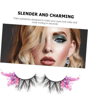 minkissy 1 Pair Fake Eyelashes Color Lashes Extension Glitter Lashes Eyelashes Colorful Rainbow Eyelashes Black Decor False Lashes Glitter False Eyelashes Halloween Fiber 3d Extend - Buy Online on GoSupps.com