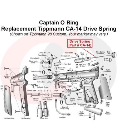 Captain O-Ring Replacement Tippmann CA-14 Drive Springs (4 Pack) - Compatible with Tippmann 98 Custom, Model 98, A5, X7, BT-4, SW-1 and More - Valken #59/82690, BT #60 Spring Replacement - Buy Online on GoSupps.com