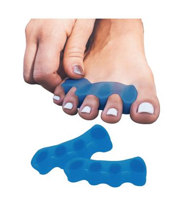 Toe Spacers for Comfort & Alignment | Toe Separators to Relieve Foot Pain & Correct Toes | Featuring Silicone Toe Spacers for Enhanced Toe Comfort | Toe Stretcher for Women & Men - (Blue) Anatomical Toe Separator (Blue)