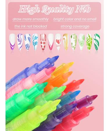 12 Colors 3D Nail Art Set - Kalolary Graffiti Pen for DIY Nail Design Painting & Manicure Tools | International Shipping - Buy Online on GoSupps.com