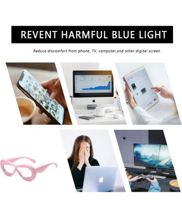 LJCZKA Oversized Blue Light Glasses - Y2K Oval Anti Eyestrain Eyewear | Clear Frame & Pink Party Glasses for International Shipping - Buy Online on GoSupps.com