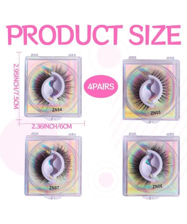 Self Adhesive Eyelashes Reusable 4 Pair Self Adhesive Lashes Reusable Pre Glued Eyelashes Wispy Reusable False Eyelashes Natural Look Self Adhesive Lashes No Glue Needed Add Instant Volume and Glamour - Buy Online on GoSupps.com